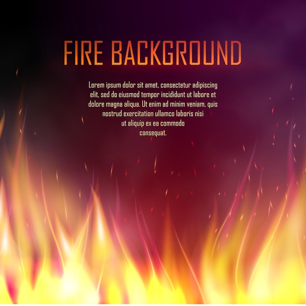 Vector banner with realistic fire