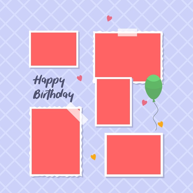 Vector vector birhtday collage photo frame template