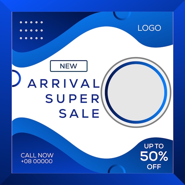 Vector vector blue simple mega sale banner social media post shoping sale offer