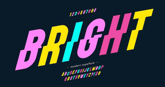 Vector vector bright font slanted color style