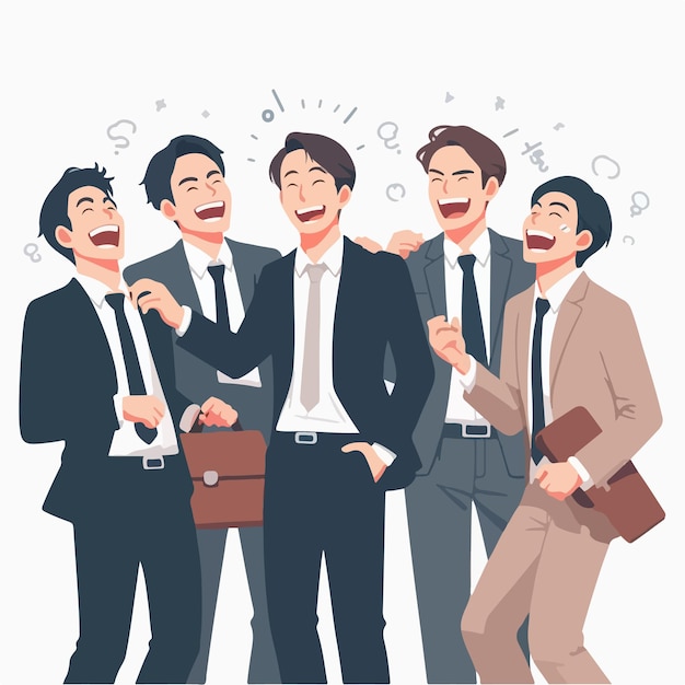 Vector vector businessman laughing together with a simple and minimalist flat design style