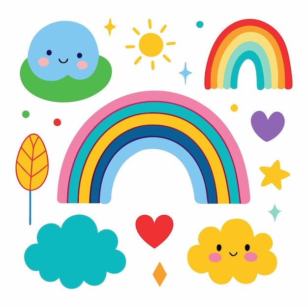 Vector vector cartoon rainbow illustration set