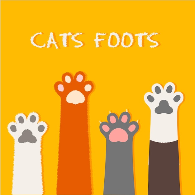 Vector vector cat flat design prints cartoon cute cat foot wallpaper vector illustration