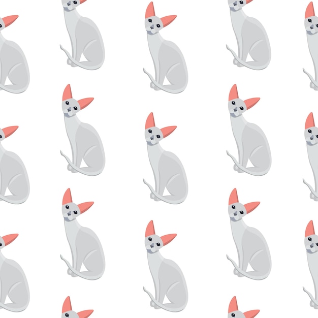 Vector cat seamless pattern Cute white kitten in cartoon style