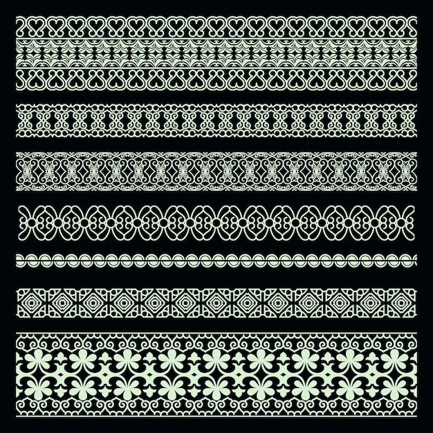 Vector vector collection of floral border patterns elements and engraved lines for frames and borders