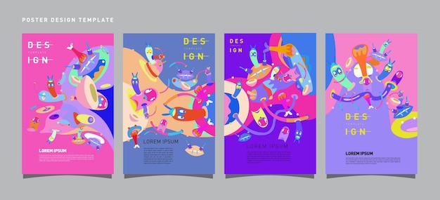 Vector vector colorful set of poster design template for toys and hobby festival