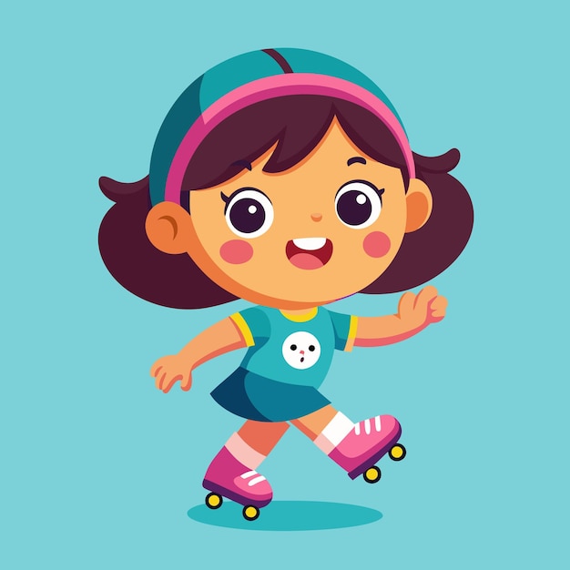 Vector vector cute baby playing roller skate cartoon