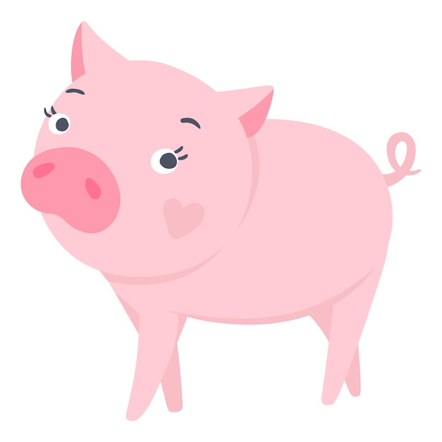 Vector Cute pig. Funny animals. Pigs illustration isolated on white. Symbol of 2019 on the Chinese calendar. Kids print.