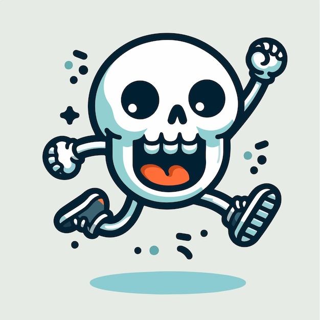 Vector vector cute skull is happy in a simple cartoon style