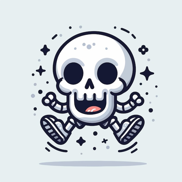 Vector vector cute skull is happy in a simple cartoon style