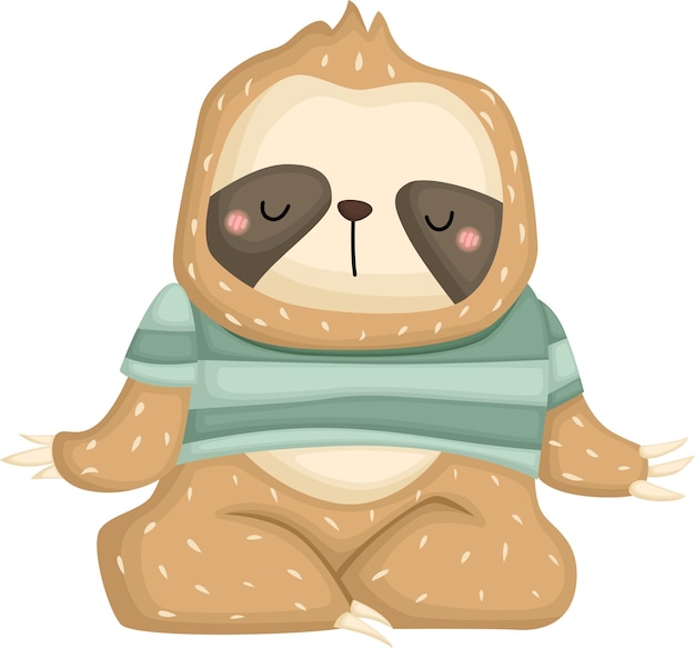 a vector of a cute sloth doing yoga