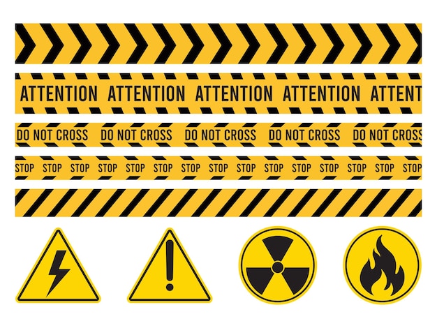 Vector vector danger ribbon sign set on white background