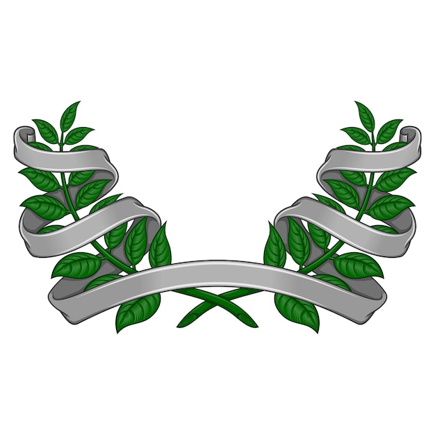 Vector design of laurel wreath with ribbon