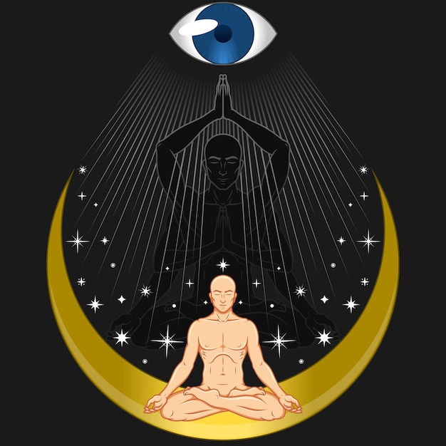 Vector design of man doing yoga