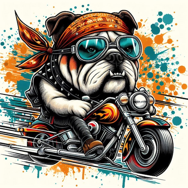 Vector a dog riding on the back of a motorcycle