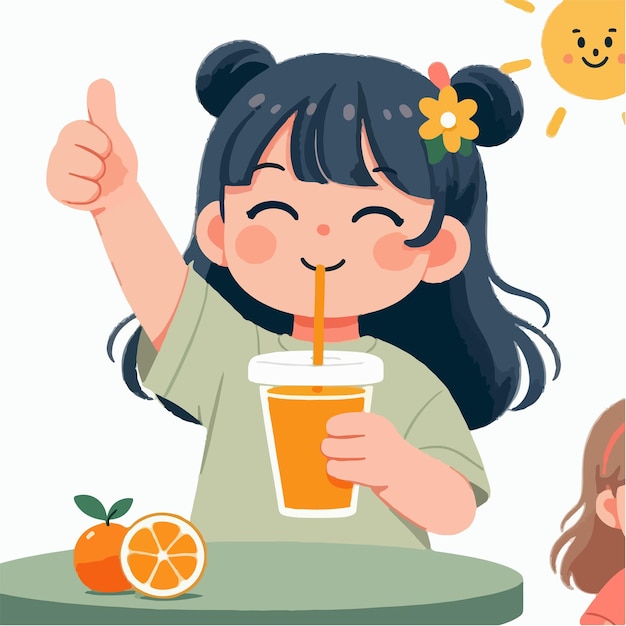 Vector vector drinking orange juice