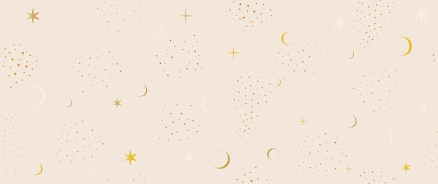 Vector vector flat background minimalist light brown pattern with small polka dots on a light background with stars and the moon perfect for screensaver poster card invitation or home decorx9xa