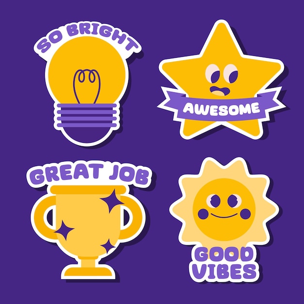 Vector vector flat design great job sticker collection