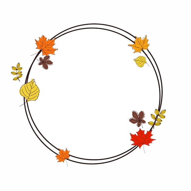 Vector Frame Circle Autumn Leaves Background Pattern