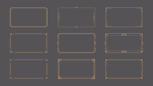 Vector vector frame set decorative golden frames wedding design elements decorated borders