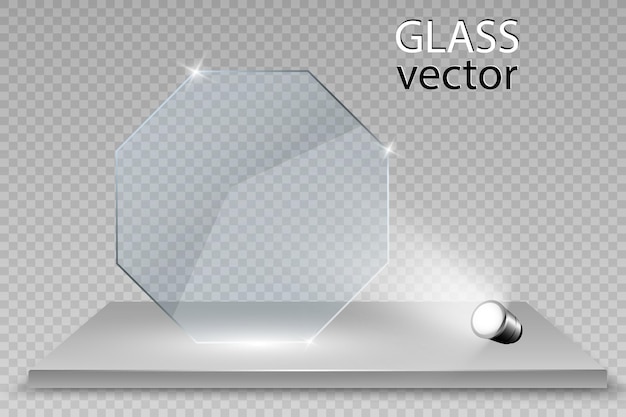 Vector vector glass banners on transparent backgroundempty transparent glass frame