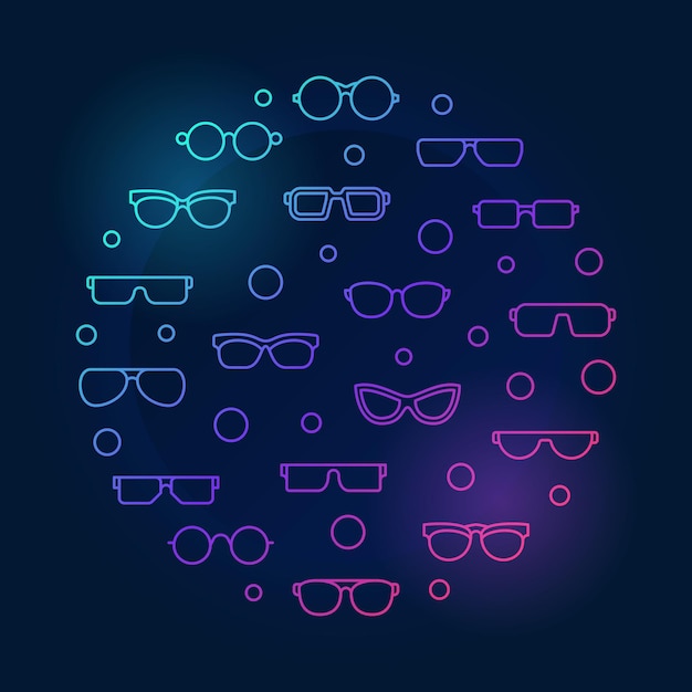 Vector vector glasses round colored concept illustration in thin line style