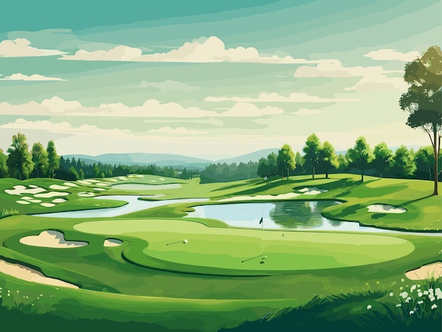 Vector Golf Course Landscape Geen Field