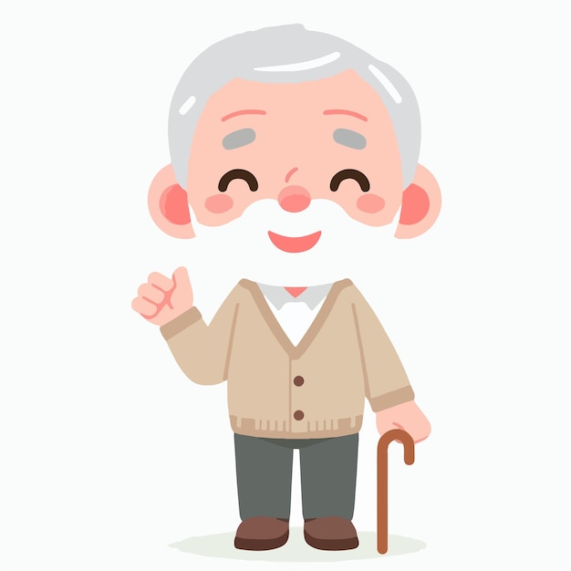 vector of grandfather being cheerful in flat design style