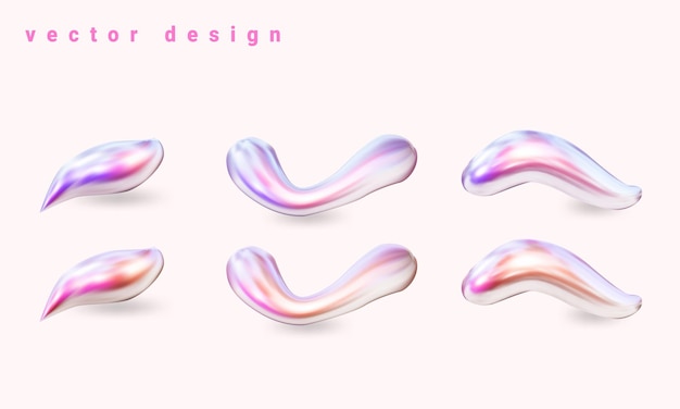 Vector vector graphics of glossy holographic shapes