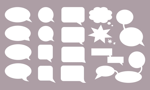 Vector vector graphics set of white bubbles for dialogs of different shapes without line