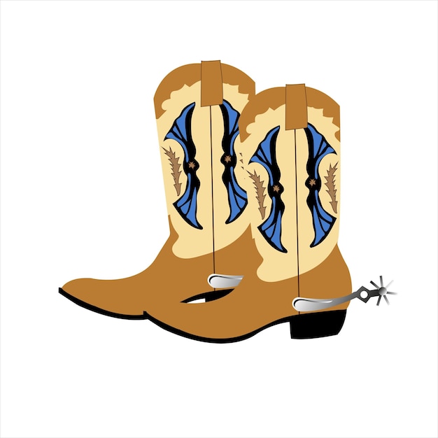 Vector vector hand draw illustration of cowboy boots in retro style