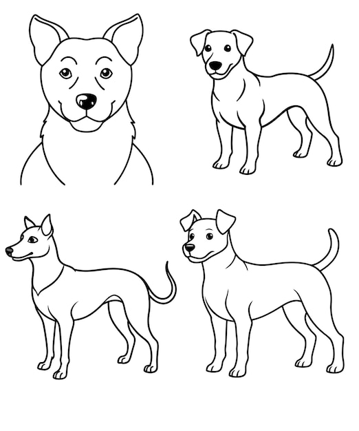 Vector vector hand drawn dog outline illustration