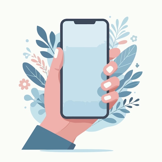 Vector vector hand holding mobile phone