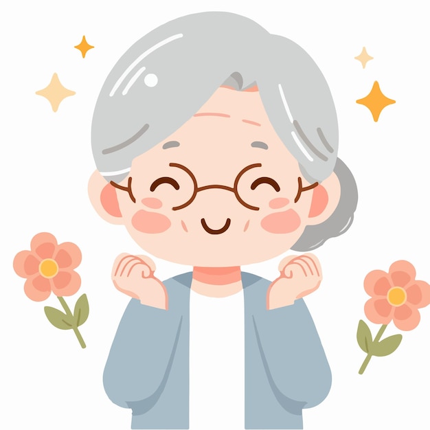 Vector vector of happy grandmother with flat design style