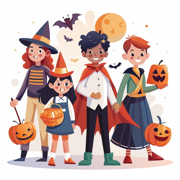 Vector illustratie Halloween platte achtergrond Cartoon met de hand getekend