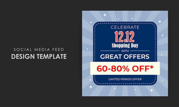 Vector vector illustration of 12 12 sale social media feed template