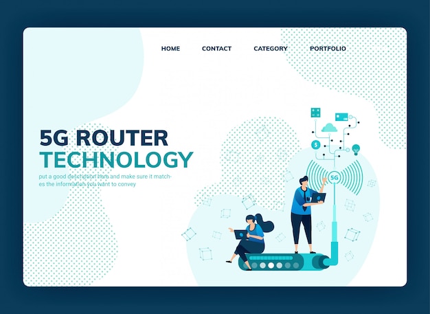 Vector vector illustration for 5g router and technology to increase network speed