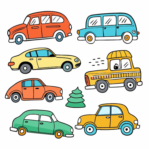 Vector vector illustration of cartoon cars