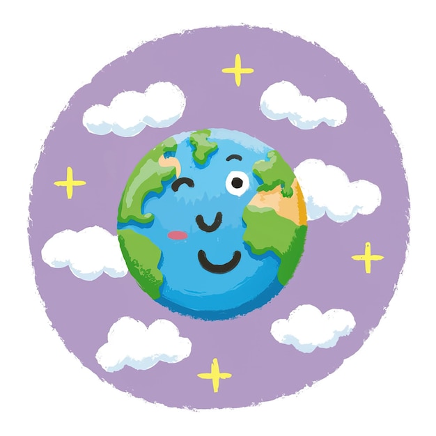 Vector vector illustration cartoon colorful earth logo painting cloud space global universe