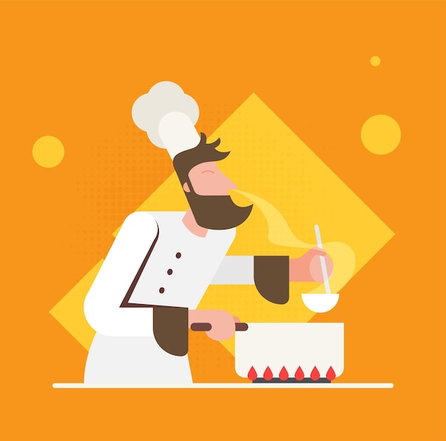 Vector illustration of chef Flat design