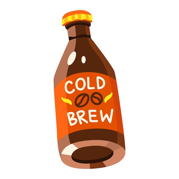 Vector illustration of cold brew coffee in glass bottle