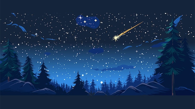 Vector vector illustration of comet in the starry space sky