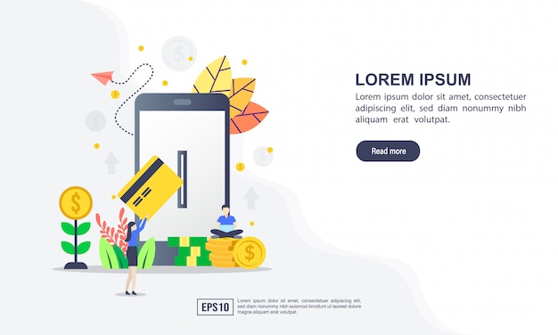 Vector illustration concept of online payment with character