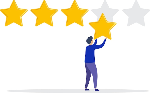 Vector illustration Customer reviews rating Different people give a review rating and feedback