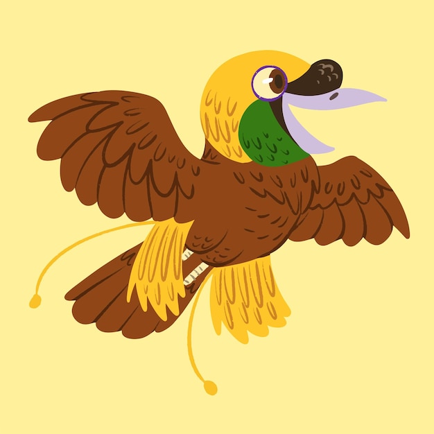 Vector Illustration of Cute Indonesian Cendrawasih Bird in Cartoon Style