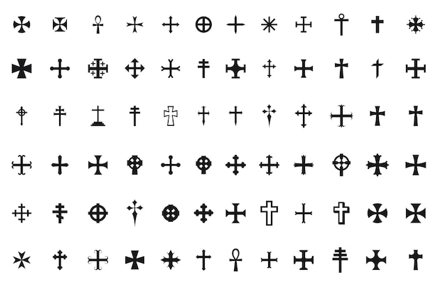 Vector vector illustration different crosses isolated on white background