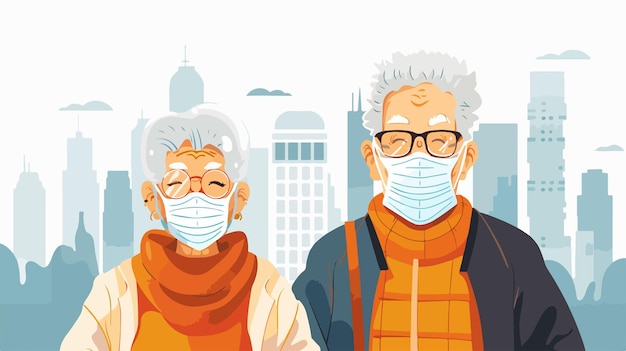 Vector Illustration of Elderly Man and Woman