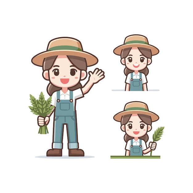 Vector Illustration of Farmer Girl