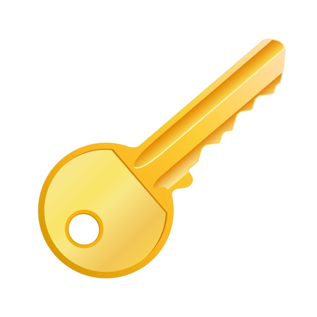 Vector illustration of golden key isolated 