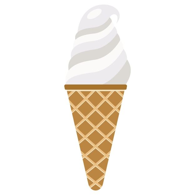 Vector illustration of ice cream Ice cream in a waffle hornxA